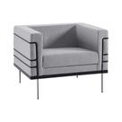 Poltrona Decorativa Base de Aço Preto Jeanneret-Gris Linhão Cinza G17 - Gran Belo