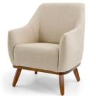 Poltrona Decorativa Base Fixa de Madeira Paloma D02 Algodão Bege C-129 - Lyam Decor