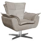 Poltrona Decorativa Base Giratória Cromada Charger Suede Nude G19 - Gran Belo Poltrona Decorativa Base Giratória Cromada Charger Suede Nude G19 - Gran Belo