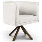 Poltrona Decorativa Base Giratória de Madeira Betina D02 Linho Bege C-443 - Lyam Decor