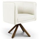 Poltrona Decorativa Base Giratória de Madeira Betina D02 Veludo Bege D-309 - Lyam Decor