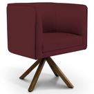 Poltrona Decorativa Base Giratória de Madeira Betina D02 Veludo Marsala D-278 - Lyam Decor