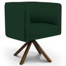 Poltrona Decorativa Base Giratória de Madeira Betina D02 Veludo Verde Musgo D-303 - Lyam Decor