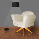 Poltrona Decorativa Base Giratoria Madeira Marcela Suede Bege - LM DECOR