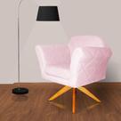 Poltrona Decorativa Base Giratoria Madeira Marcela Suede Rosa Bebe - LM DECOR