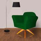 Poltrona Decorativa Base Giratoria Madeira Marcela Suede Verde - LM DECOR