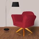 Poltrona Decorativa Base Giratoria Madeira Marcela Suede Vermelho - LM DECOR