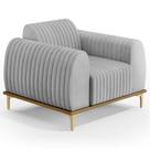 Poltrona Decorativa Base Gold Molino D06 Linho D-315 Cinza - Mpozenato Poltrona Decorativa Base Gold Molino D06 Linho D-315 Cinza - Mpozenato