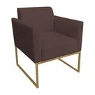 Poltrona Decorativa Base Industrial Dourada Maressa S06 Suede Marrom - Ibiza Poltrona Decorativa Base Industrial Dourada Maressa S06 Suede Marrom - Ibiza