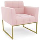 Poltrona Decorativa Base Industrial Dourado Ana Suede Rosa Bebê - Ibiza Poltrona Decorativa Base Industrial Dourado Ana Suede Rosa Bebê - Ibiza