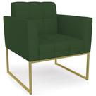 Poltrona Decorativa Base Industrial Dourado Ana Veludo Luxo Verde - Ibiza