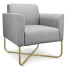 Poltrona Decorativa Base Industrial X Dourada Maressa S10 Suede Cinza - Ibiza