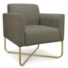 Poltrona Decorativa Base Industrial X Dourada Maressa S12 Suede Marrom Rato - Ibiza