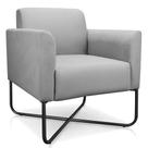 Poltrona Decorativa Base Industrial X Preta Maressa S10 Suede Cinza - Ibiza