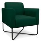 Poltrona Decorativa Base Industrial X Preta Maressa S23 Suede Verde - Ibiza