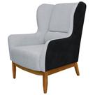 Poltrona Decorativa Base Madeira Milena C-05 C-315 Corano Preto - Domi Poltrona Decorativa Base Madeira Milena C-05 C-315 Corano Preto - Domi