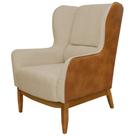 Poltrona Decorativa Base Madeira Milena C-129 Corano/Linho Marrom - Domi