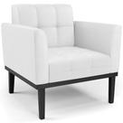 Poltrona Decorativa Base Madeira Preto Ana Sintético Branco - Ibiza