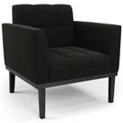 Poltrona Decorativa Base Madeira Preto Ana Suede Preto - Ibiza Poltrona Decorativa Base Madeira Preto Ana Suede Preto - Ibiza