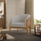 Poltrona Decorativa Base Madeira Stella PU Nozes/Bouclê D03 - D'Rossi