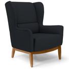 Poltrona Decorativa Base Manu Madeira Milena B-300 Veludo Preto - Domi