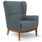 Poltrona Decorativa Base Manu Madeira Milena C-03 Corano Cinza Escuro - Domi