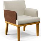 Poltrona Decorativa Base Mel Beatriz W01 Linho Champagne Material Sintético Marrom - Lyam Decor