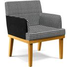 Poltrona Decorativa Base Mel Beatriz W01 Suede Pied Poule Material Sintético Preto - Lyam Decor