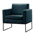Poltrona Decorativa Base Preta Linho Azul Mel Poltrona Decorativa Base Preta Linho Azul Mel