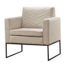 Poltrona Decorativa Base Preta Linho Bege Claro Mel Poltrona Decorativa Base Preta Linho Bege Claro Mel