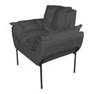 Poltrona Decorativa Base Preta Suede Cinza - Belliv Decor