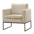 Poltrona Decorativa Base Preta Veludo Bege Claro Mel Poltrona Decorativa Base Preta Veludo Bege Claro Mel