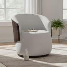 Poltrona Decorativa Beatriz Orgânica Composê Couro Marrom Couro Branco Ms Decor