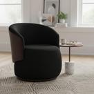 Poltrona Decorativa Beatriz Orgânica Composê Couro Marrom Suede Preto Ms Decor