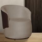 Poltrona Decorativa Beatriz Suede Cappuccino Detalhe em Corano Marrom - Belliv Decor