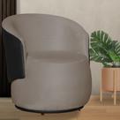 Poltrona Decorativa Beatriz Suede Cappuccino Detalhe em Corano Preto - Belliv Decor