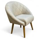 Poltrona Decorativa Bela Para Sala de Estar Quarto Recepção com Encosto Arredondado e Costura Geométrica