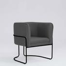 Poltrona Decorativa Belinda D07 Base Aço Linho Mescla Chumbo - D'Rossi