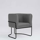 Poltrona Decorativa Belinda D07 Base Aço Linho Mescla Cinza - D'Rossi