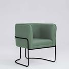 Poltrona Decorativa Belinda D07 Base Aço Linho Mescla Verde - D'Rossi