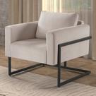 Poltrona Decorativa Bella Linho Base Industrial Espresso Móveis