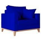 Poltrona Decorativa Beny Pés Base Em Madeira Recepção Suede