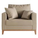 Poltrona Decorativa Beny Pés e Base em Madeira Linho Kimi Decor