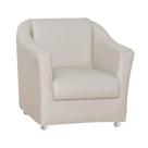 Poltrona Decorativa Biane Couro Bege Pés Cromado Ms Decor