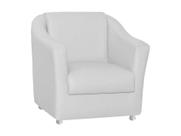 Poltrona Decorativa Biane Couro Branco Pés Cromado Ms Decor