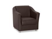 Poltrona Decorativa Biane Couro Marrom Pés Cromado Ms Decor