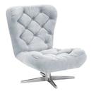 Poltrona Decorativa Botonê Iris Suede Cinza com Base Estrela Giratória Aço Cromado - D'Rossi