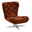 Poltrona Decorativa Botonê Iris Suede Terra com Base Estrela Giratória Aço Cromado - D'Rossi