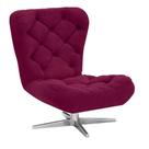 Poltrona Decorativa Botonê Iris Suede Vinho com Base Estrela Giratória Aço Cromado - D'Rossi