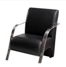 Poltrona decorativa c/ braços de alumínio - preto- material sintético